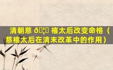 清朝慈 🦆 禧太后改变命格（慈禧太后在清末改革中的作用）